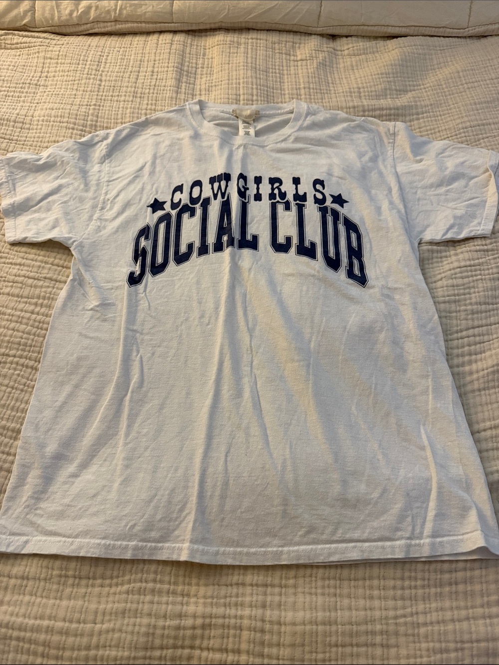 Altar'd State White Short Sleeve Tee with Navy Cowgirls Social Club Graphic